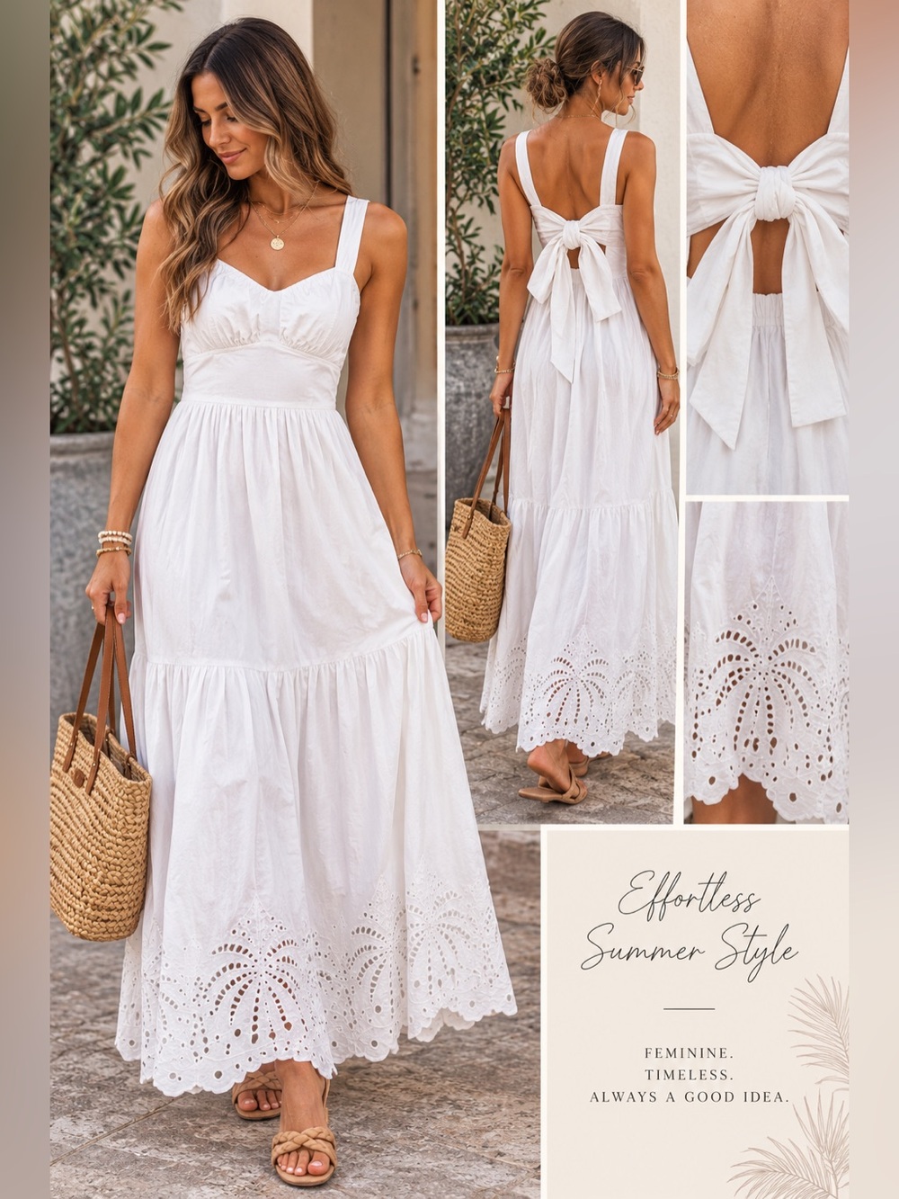 NWT By The River Eyelet Tie Back Dress in white Size Large